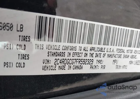 2015 Dodge Grand Caravan Sxt from USA, damaged, VIN 2C4RDGCG7FR592329